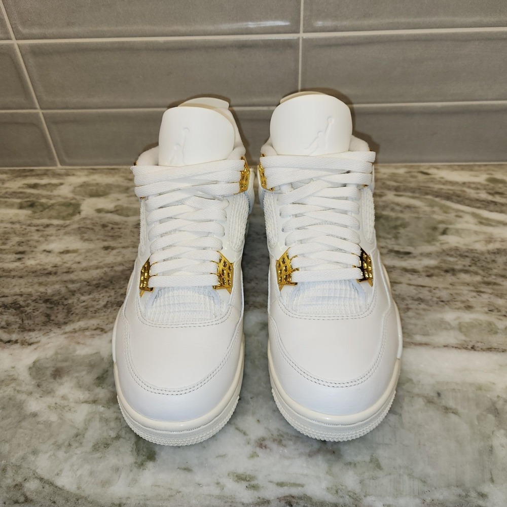Air Jordan 4 Retro White Gold Metallic Womens 9.5 Men 8 Unisex AJ4 Sneakers - Picture 5 of 14